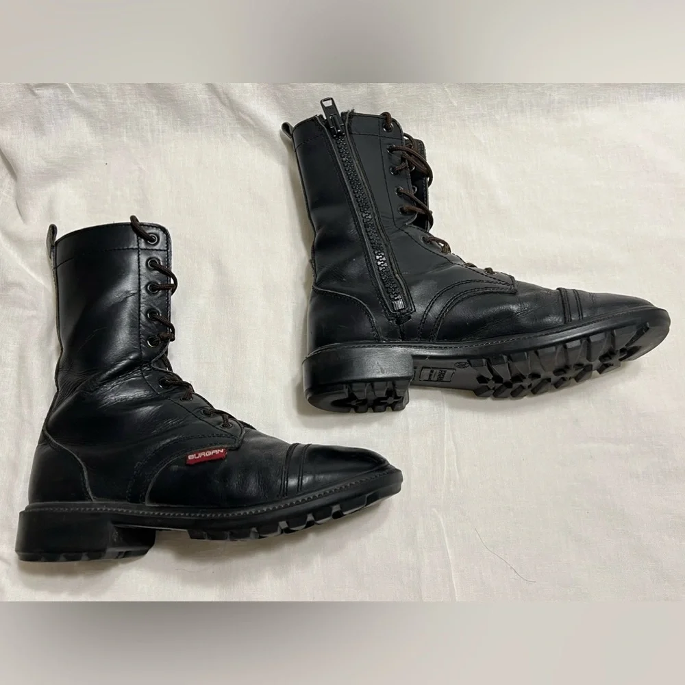 BURGAN Combat Jump Boot Side Zipper Unisex High Lace Up Military Paratrooper